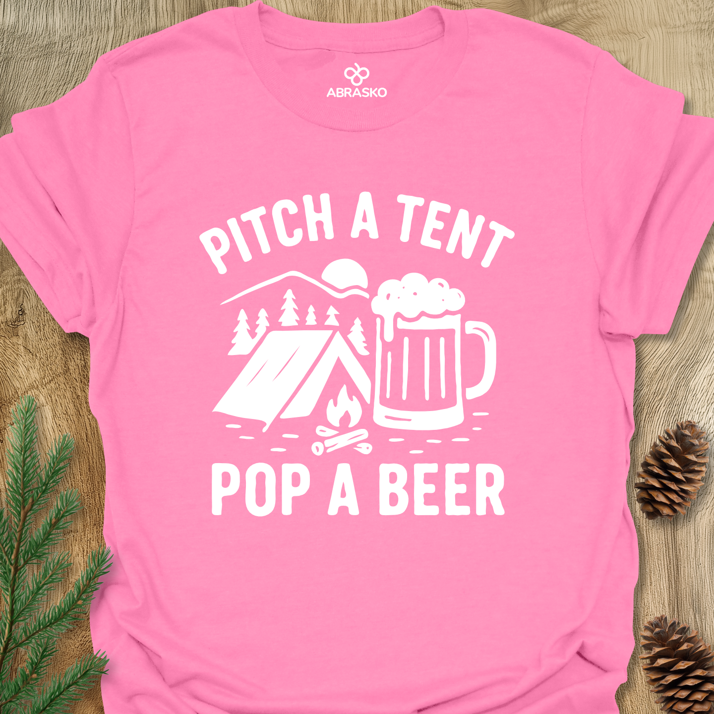 Pitch Tent Pop Beer Tee