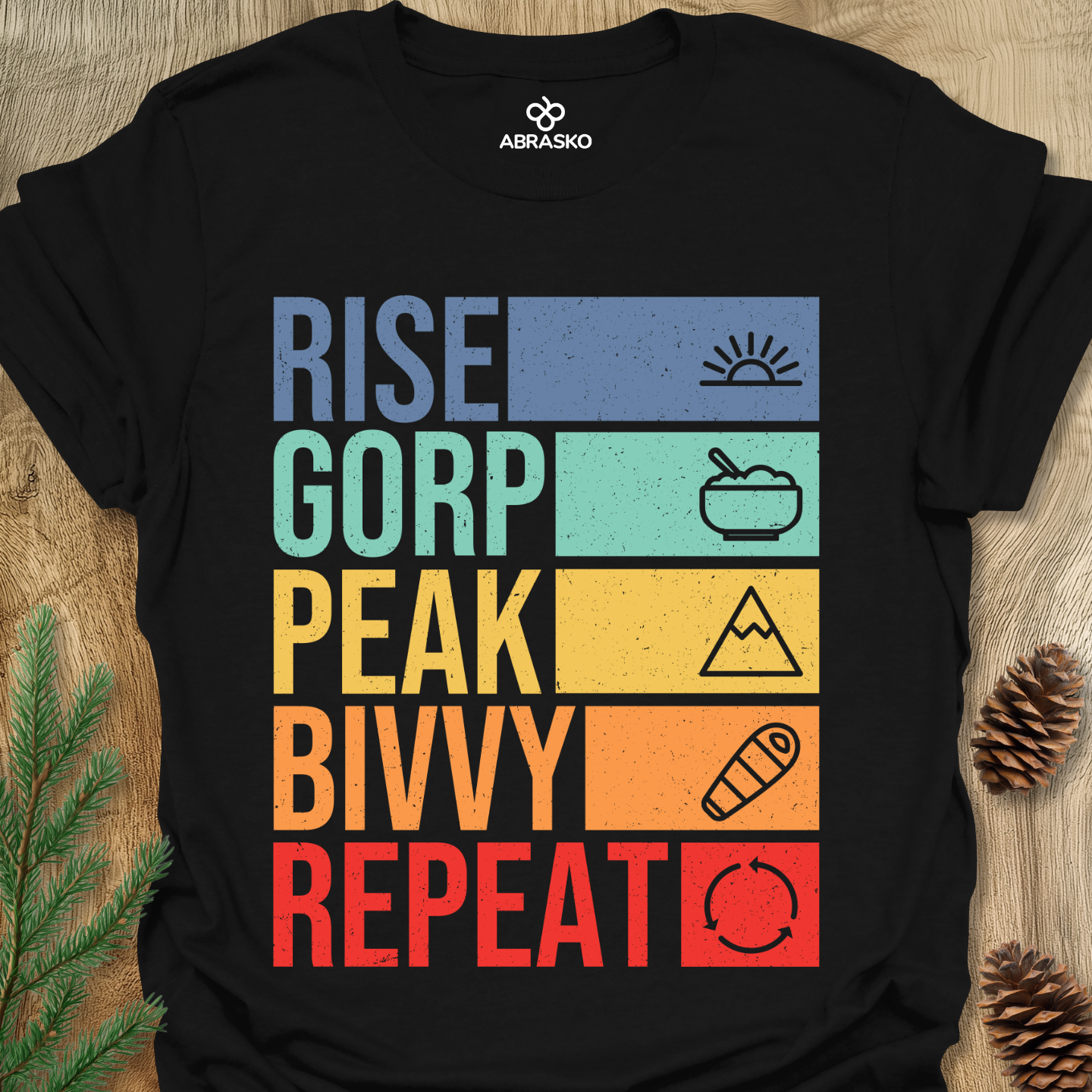 Rise, Gorp, Peak, Bivvy, Repeat Tee