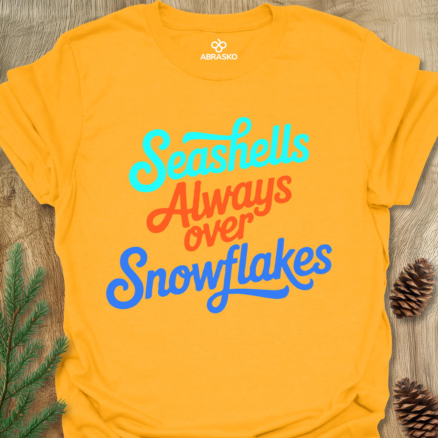 Seashells Over Snowflakes Tee
