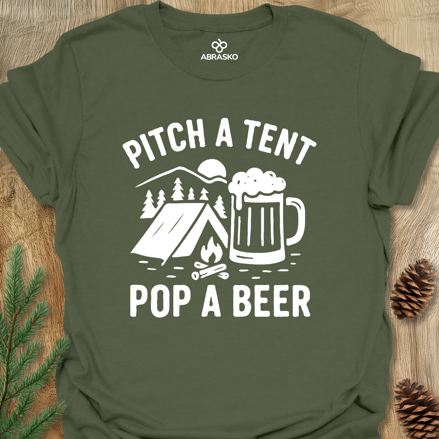 Pitch Tent Pop Beer Tee