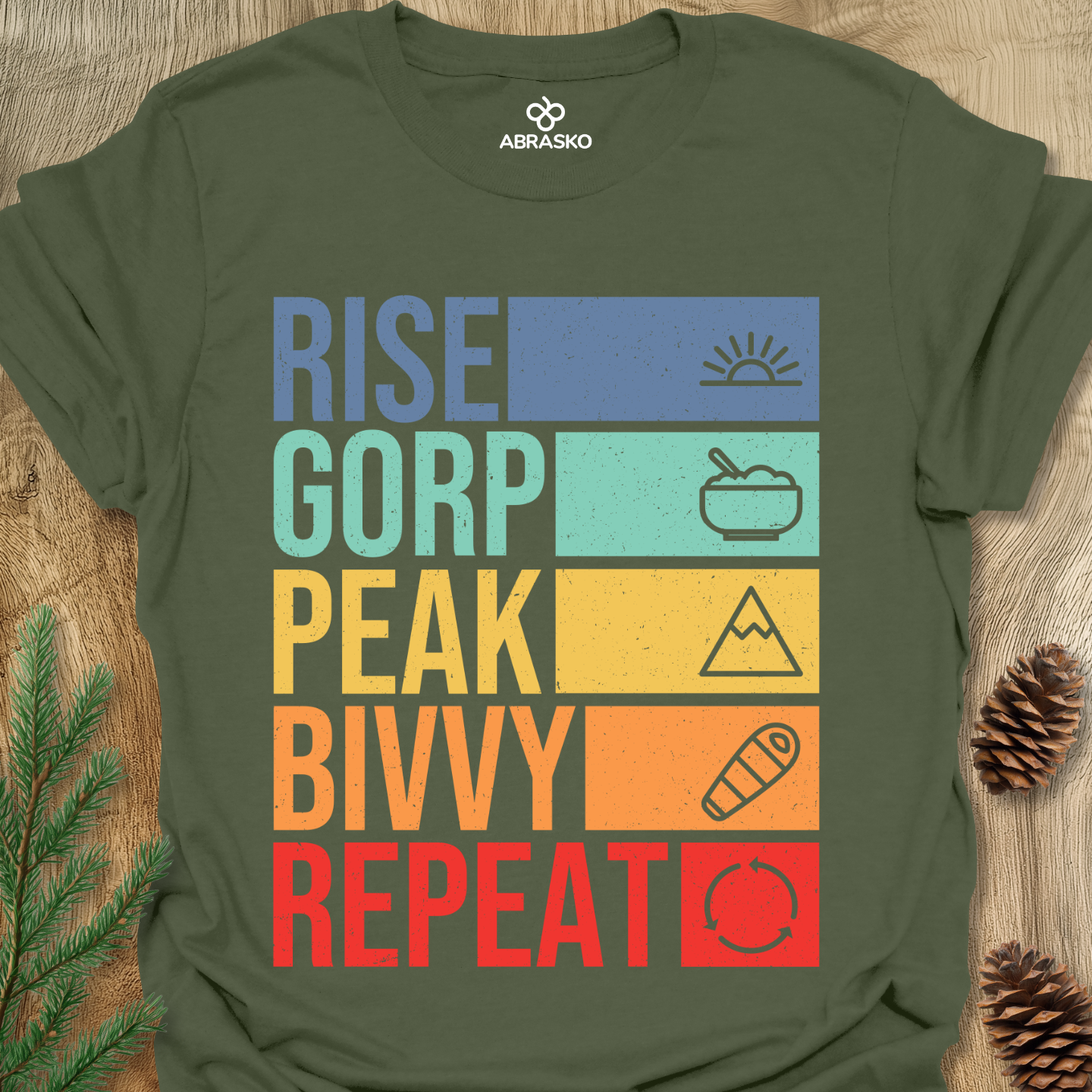 Rise, Gorp, Peak, Bivvy, Repeat Tee