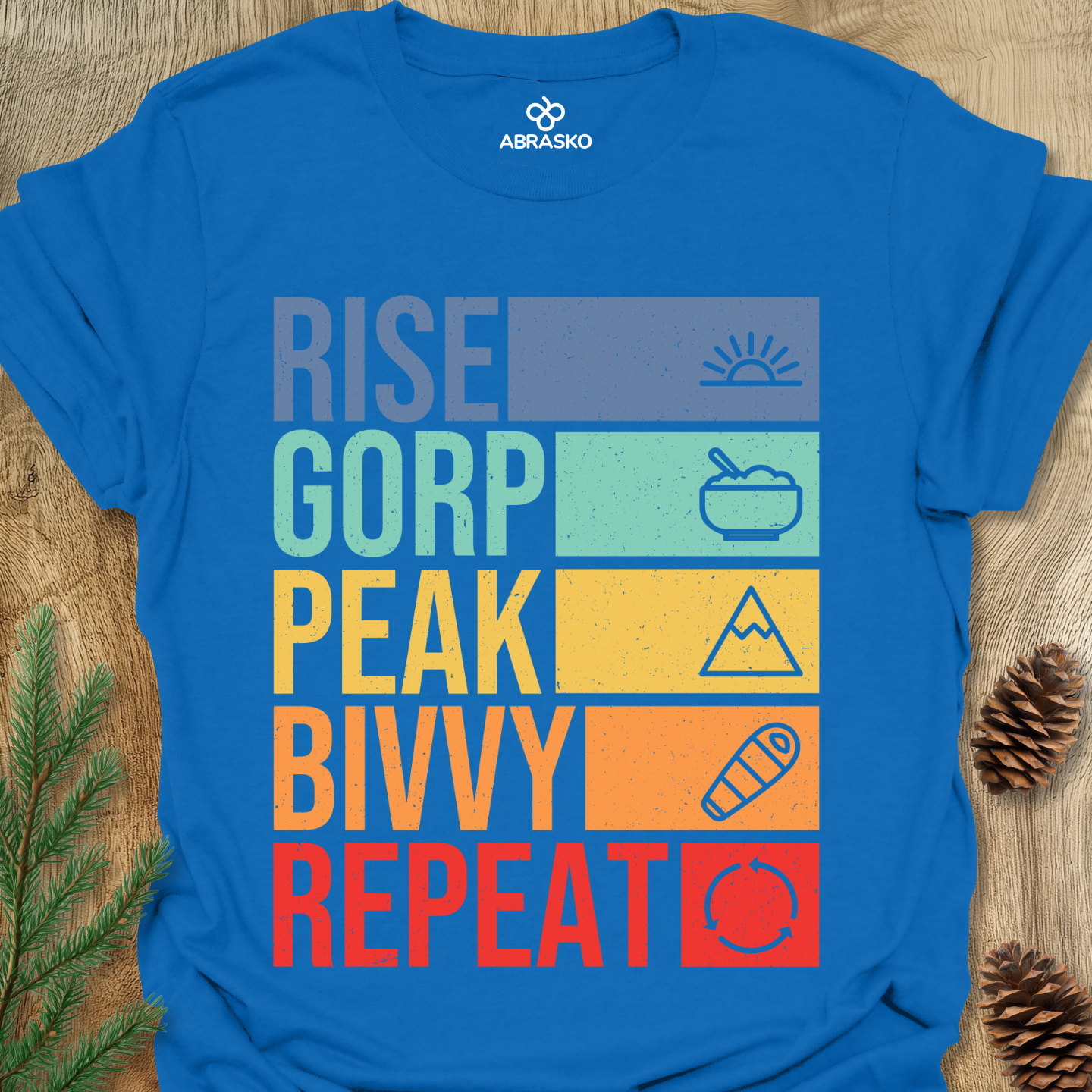 Rise, Gorp, Peak, Bivvy, Repeat Tee