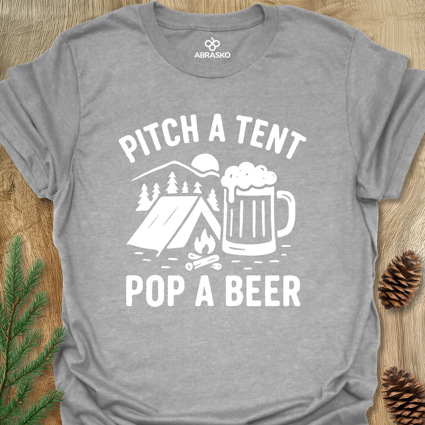 Pitch Tent Pop Beer Tee