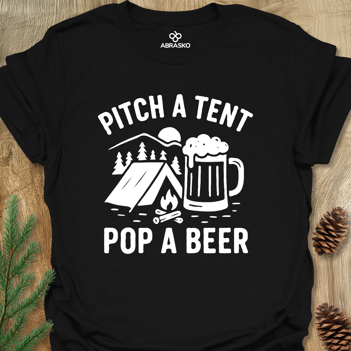 Pitch Tent Pop Beer Tee