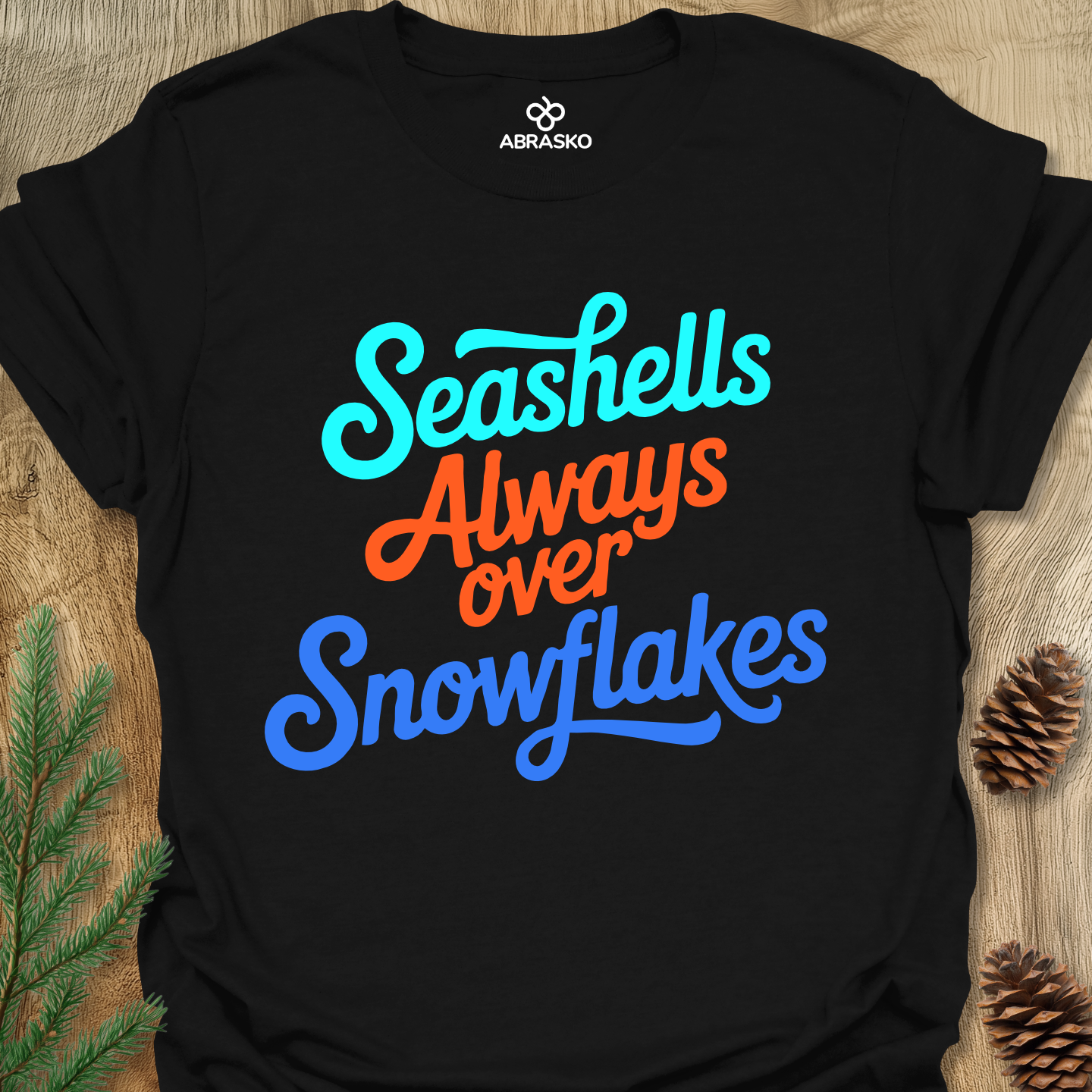 Seashells Over Snowflakes Tee