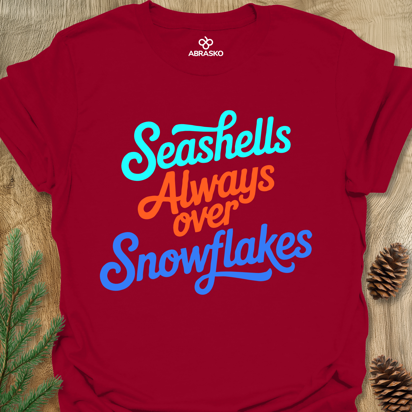 Seashells Over Snowflakes Tee