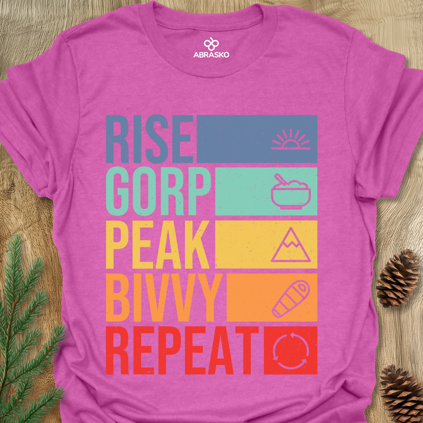 Rise, Gorp, Peak, Bivvy, Repeat Tee