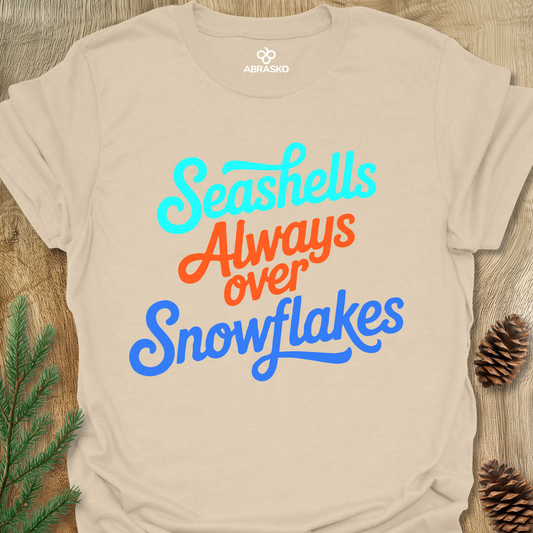 Seashells Over Snowflakes Tee